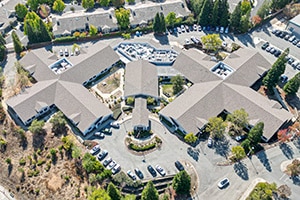 Aerial view of Tice Valley facility and parking lot