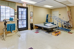 Rehab gym with close up views or large equipment