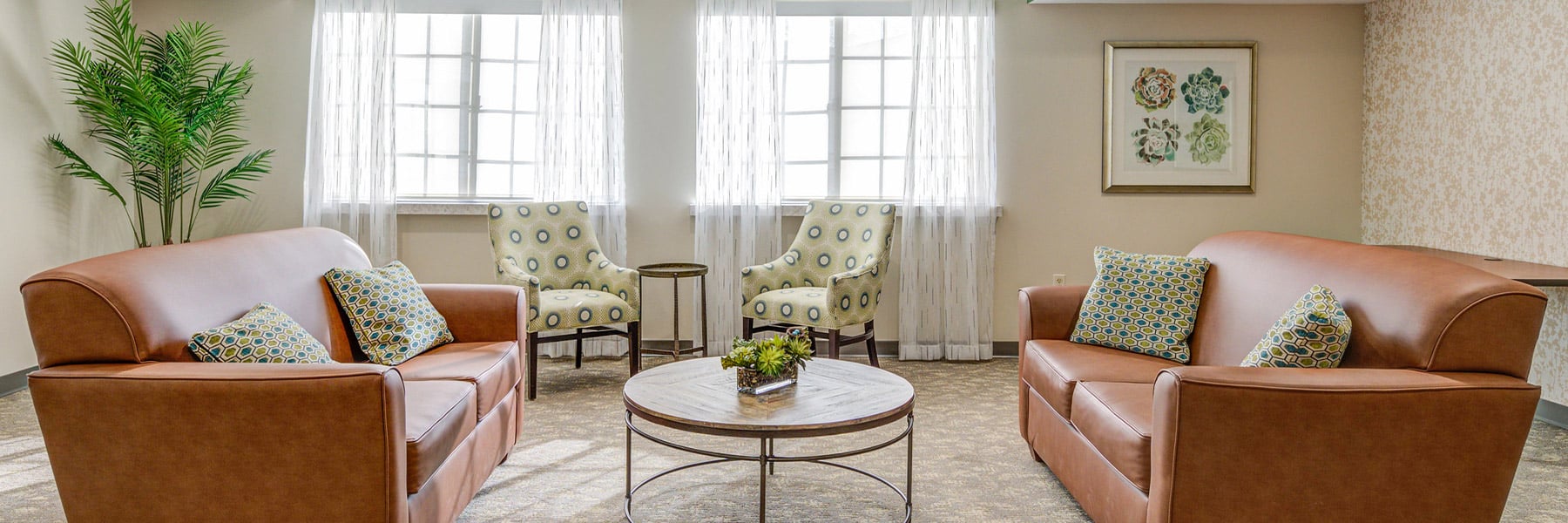 Lobby couches at Tice Valley Post Acute